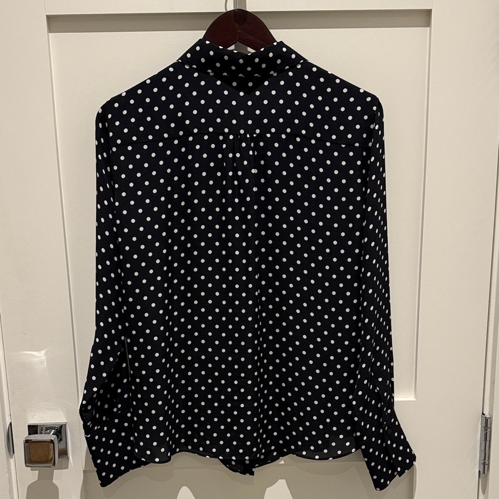 Carolina Herrera CH Polka Dot Silk Shirt - Black and White - Picture 8 of 10